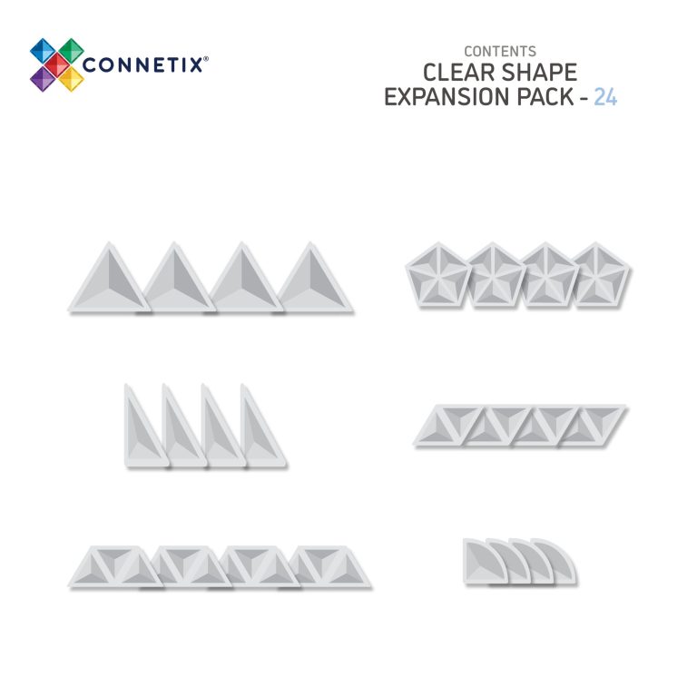 Connetix – Clear Shape Expansion Pack 24 Pieces – (CT-C-00024-SH)