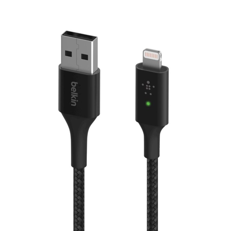 Belkin – Smart LED USB-A to Lightning Cable, Black