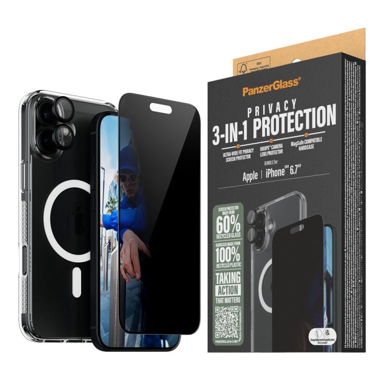 PanzerGlass – iPhone 16 Plus 6.7” 3-in-1 Privacy Protect Bundle