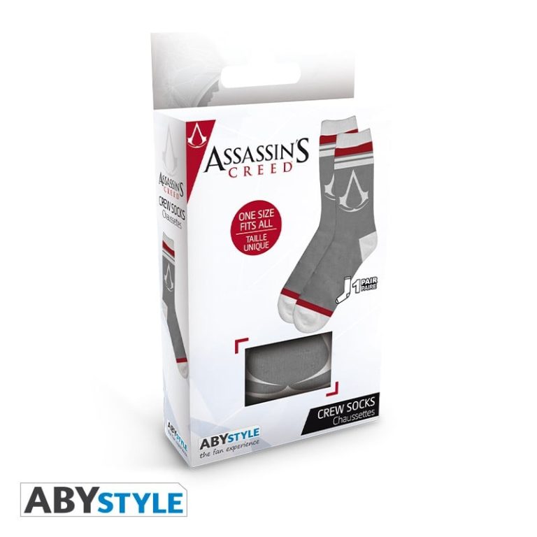 ASSASSIN’S CREED – Socks- Grey – White – “Crest”