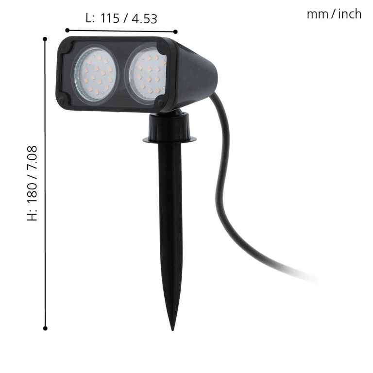 EGLO NEMA 1 Outdoor Garden Spotlight with Ground Spike – Black