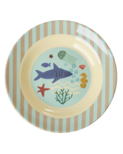 Rice - Melamine Kids Bowl with Blue Ocean Print - Blue - 250 ml