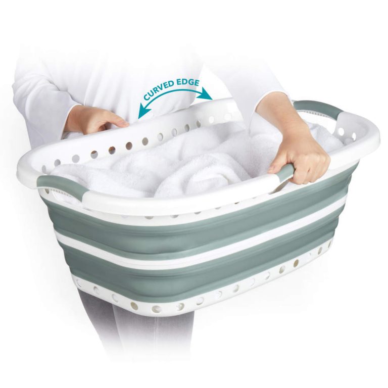 Beldray LA072979GRNFEU7 Collapsible Hip Hugger Laundry Basket  37 L, White/Grey
