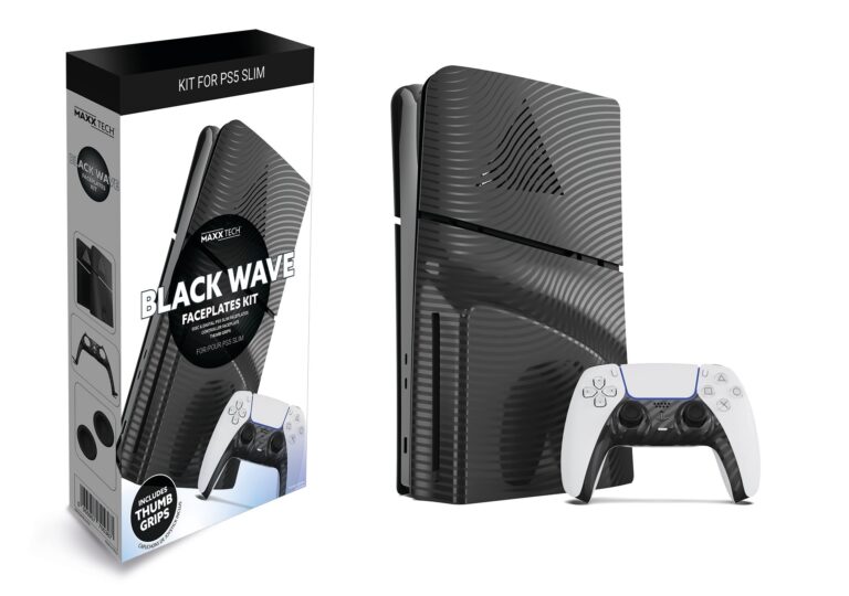 Maxx Tech PS5 Slim Faceplates + Controller Faceplates – Black Wave