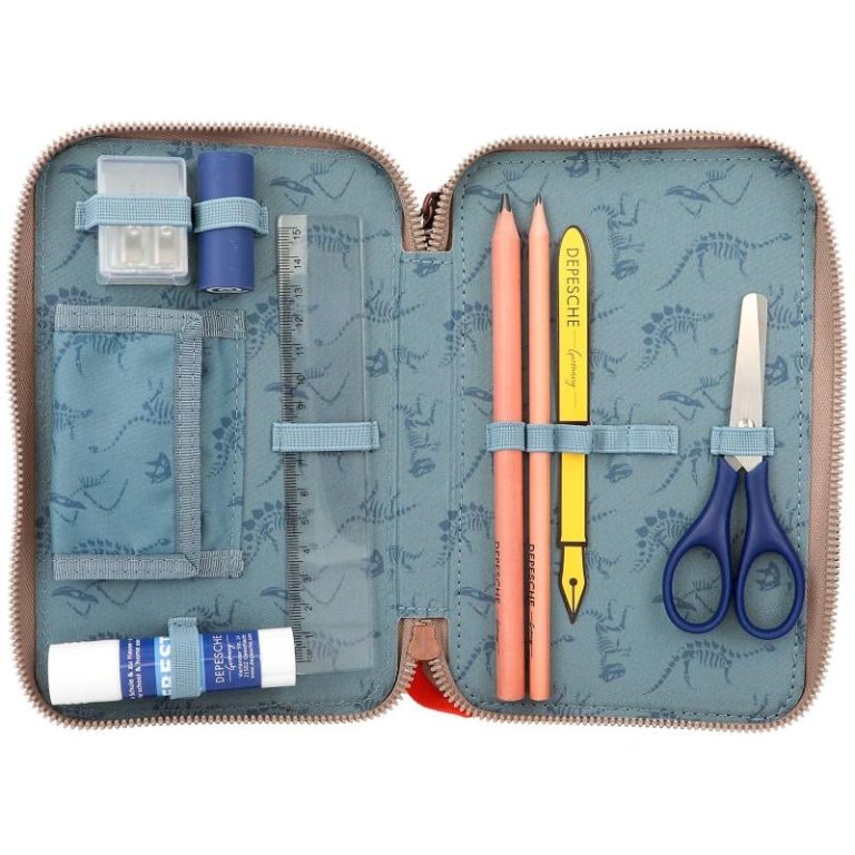 Dino World Triple Pencil Case LED Khaki Brown (412381)