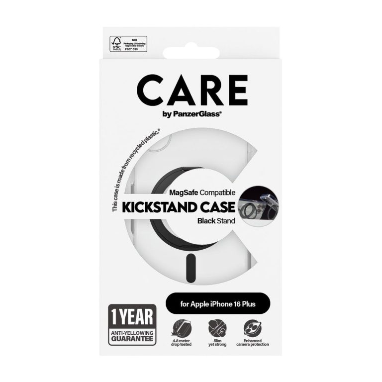 CARE by PanzerGlass – Case – Transparent Black – MagSafe – iPhone 16 Plus