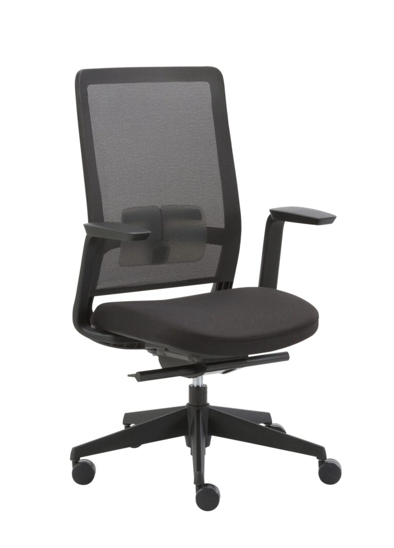 Office chair with mesh back in black incl. armrest_adjustable chair
