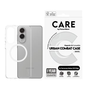 CARE by PanzerGlass - Flagship Case Transparent Urban Combat w. White Qi Compatible Samsung S25 Edge