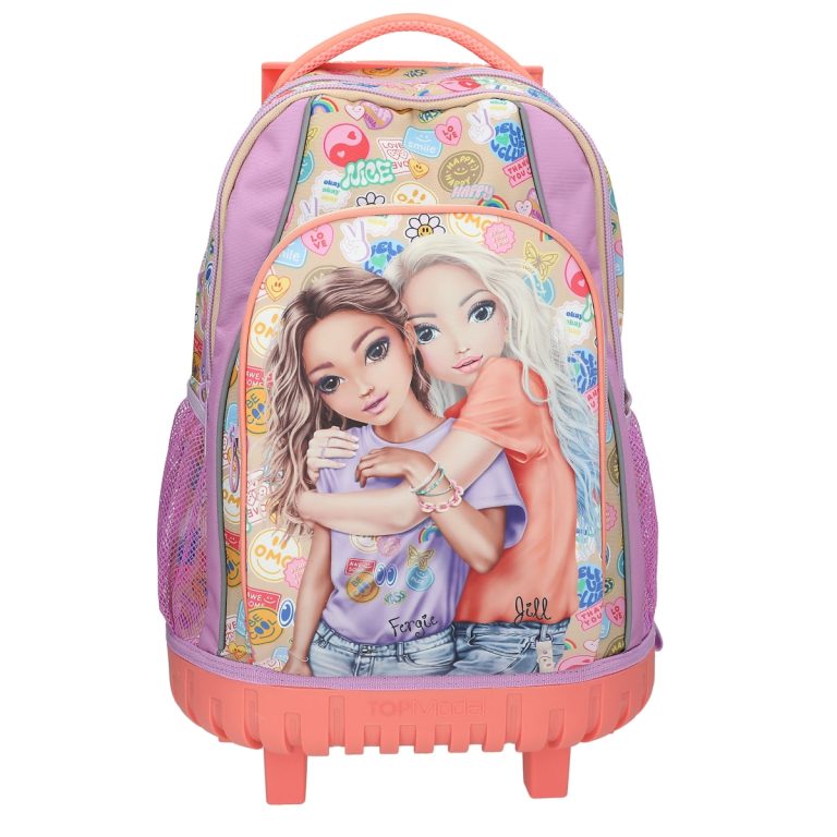Topmodel – TOPModel School Backpack Trolley GIRL POWER – Beige, Lilac, Coral – 34x24x50 cm (413286)