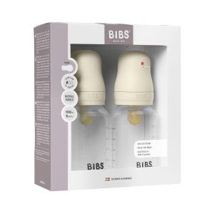 BIBS - Baby Bottle Round Latex 2 Pack Slow Flow - Ivory - 150 ml