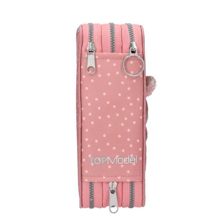 Topmodel – TOPModel Triple Pencil Case JUICY – Dusky Pink with Orange Dots (413323)