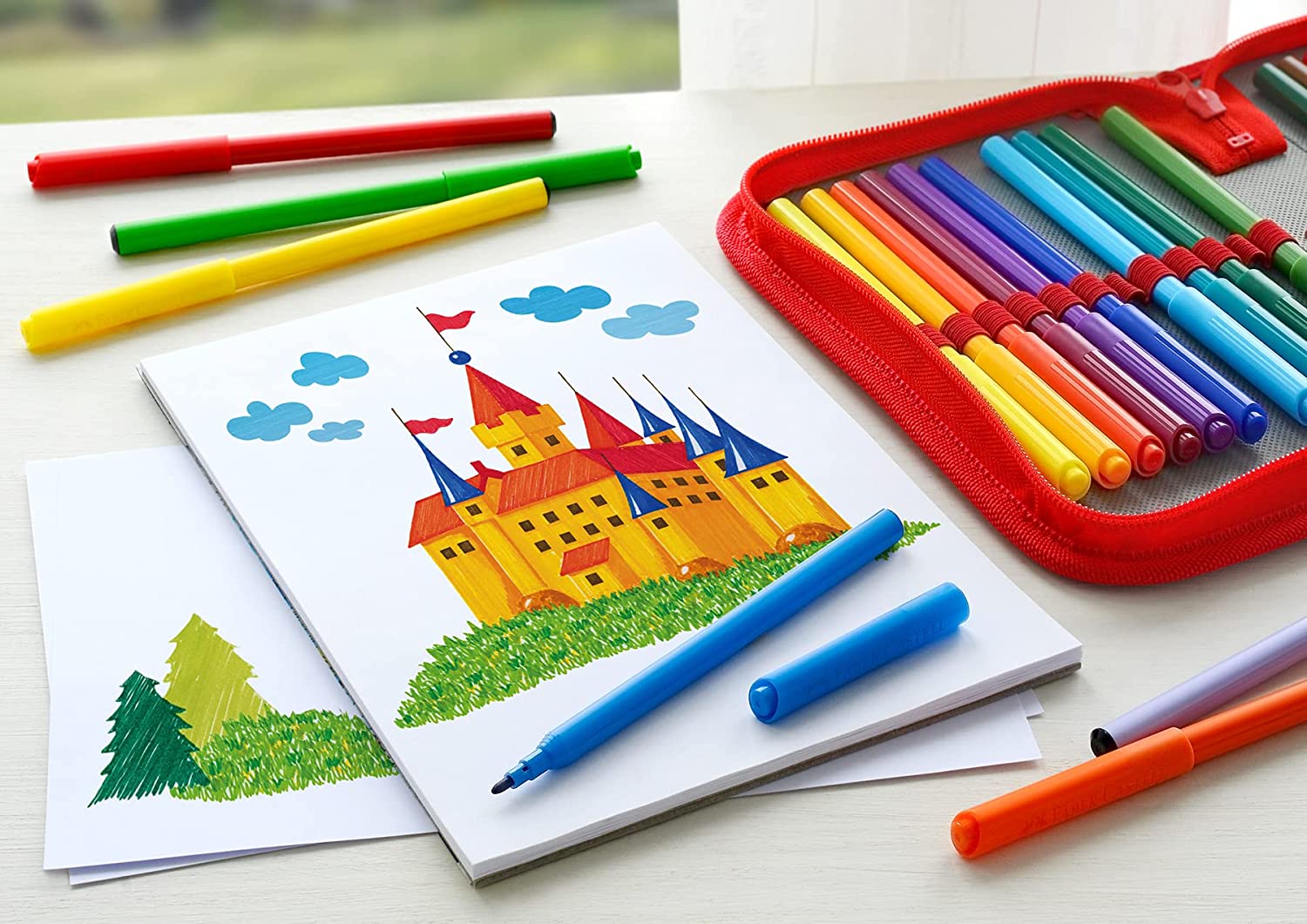 Faber-Castell - Felt Tip Pen Castle Pack of 50 in Cardboard Box (554204)