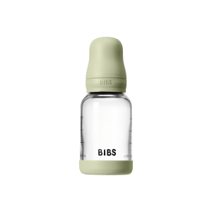 BIBS - Glass Baby Bottle Round Latex Slow Flow - Sage - 120 ml