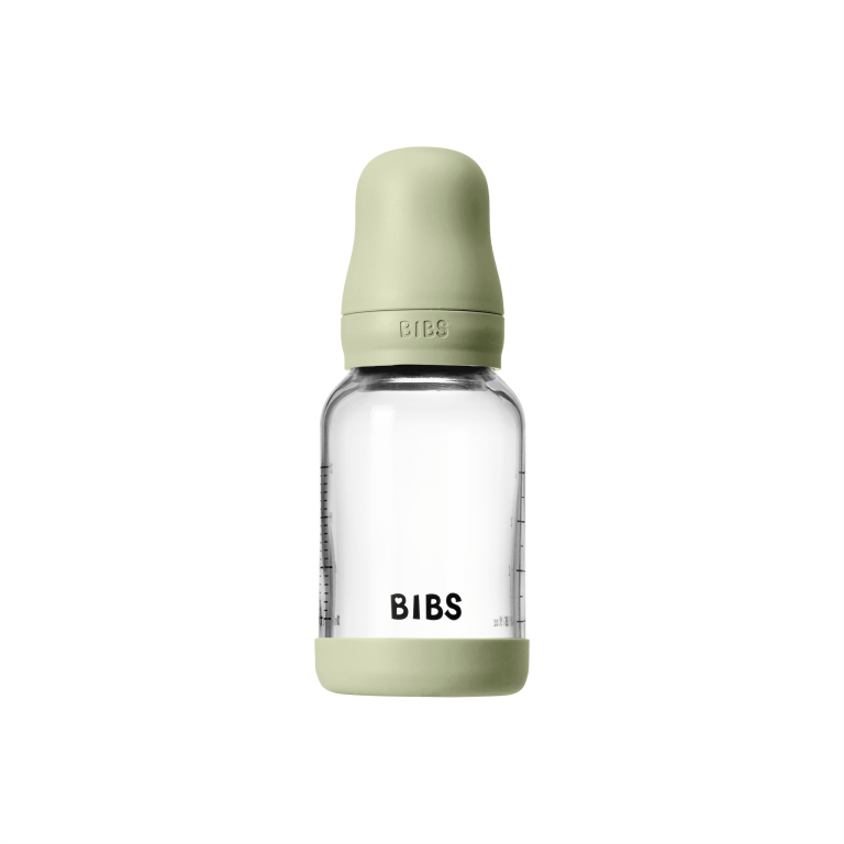 BIBS – Glass Baby Bottle Round Latex Slow Flow – Sage – 120 ml