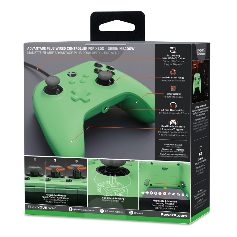 PowerA – Advantage Plus Wired Controller – Green Meadow – Green/Black
