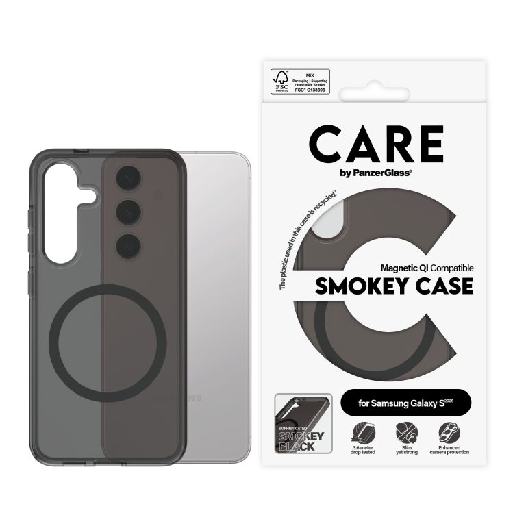 CARE by PanzerGlass – Flagship Case Urban Combat Smokey w. Black Qi Compatible Samsung Galaxy S 2025