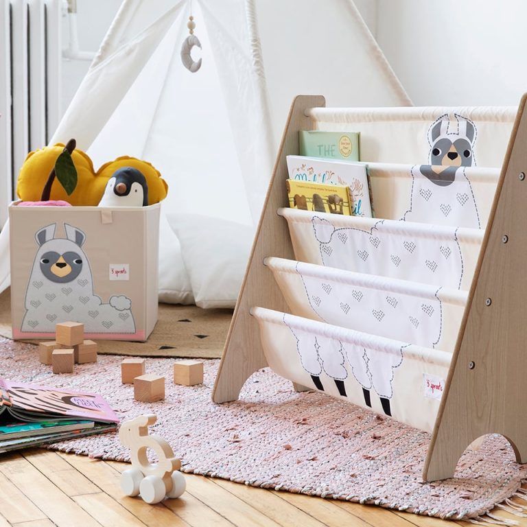 3 Sprouts – Book Rack – White Llama