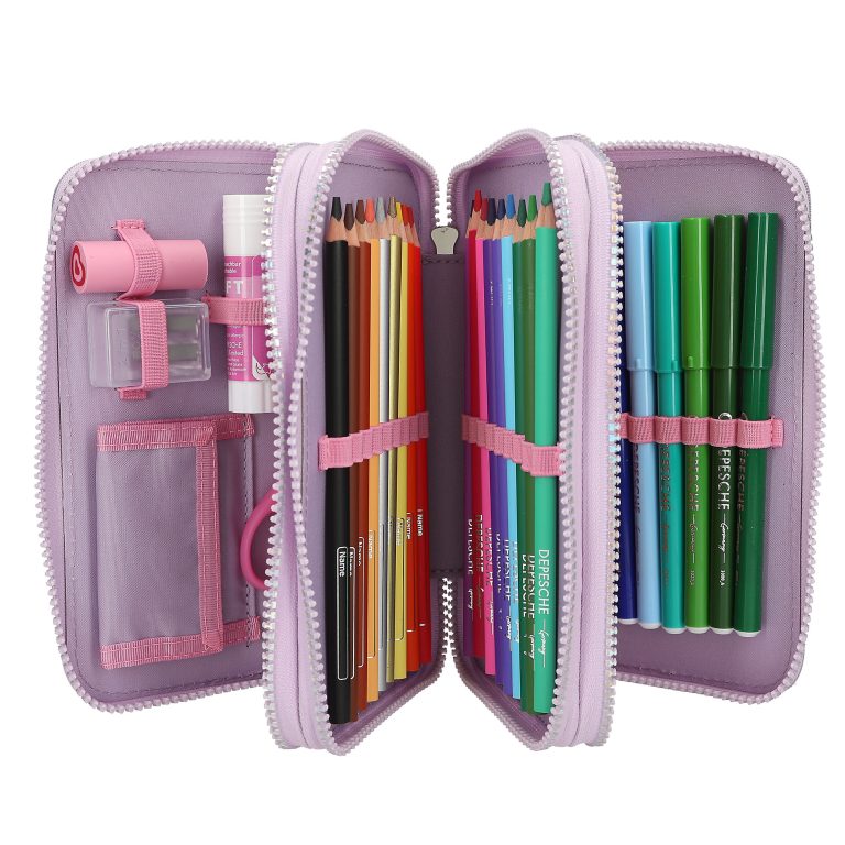 Ylvi – Triple Pencil Case With Appliquéd Wing – (0413417)