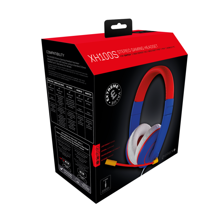 Gioteck XH-100S Wired Stereo Headset (Blue/Red)