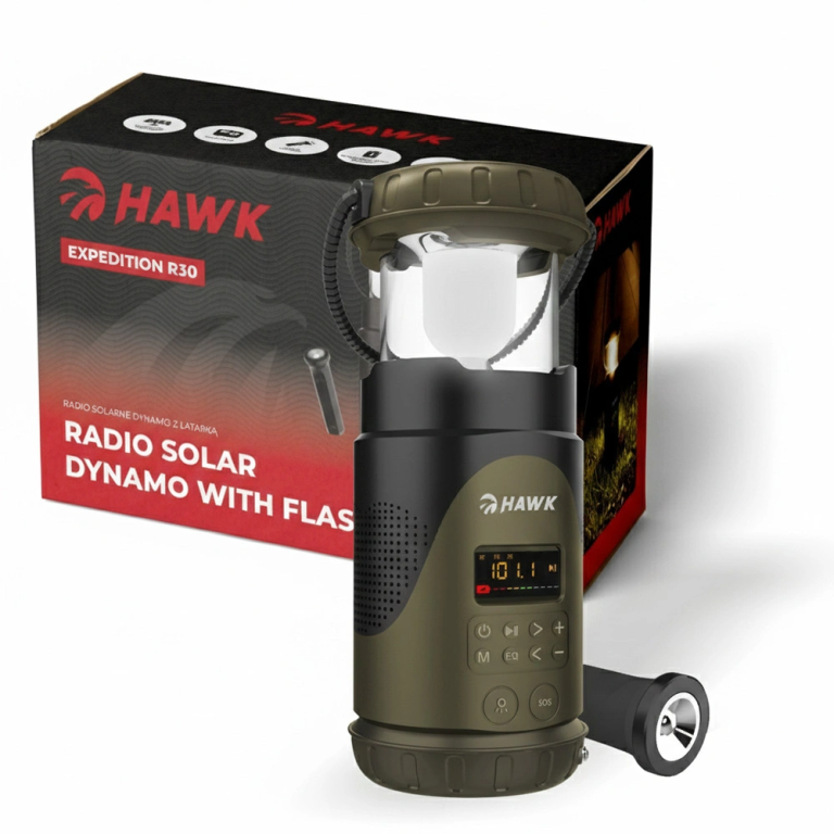 Hawk HWRDI430GN Radio Solar Dynamo With Flashlight