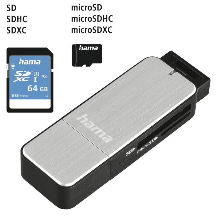 Hama 00123900 USB 3.0 Card Reader Aluminium