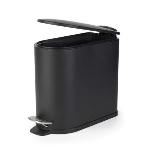 Beldray LA036690BLKPEU7  Slimline D-Shaped Pedal Bin  5-Litre, Black
