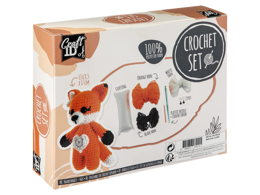Craft ID - Crochet kit fox, 13x8.5x17cm - (K-CR1700/GE)