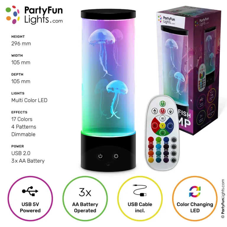 Party Fun Lights – Jellyfish Lamp with Remote Control – H: 30 cm (605403)