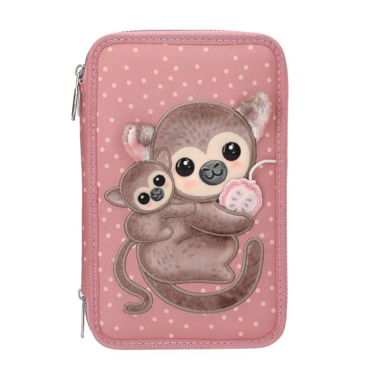 Topmodel – TOPModel Triple Pencil Case JUICY – Dusky Pink with Orange Dots (413323)