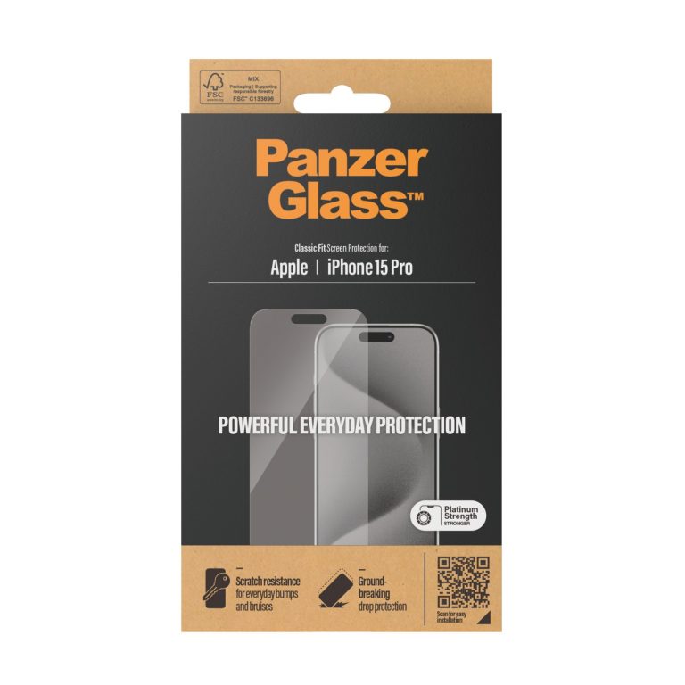 PanzerGlass – Screen Protector iPhone 15 Pro – Classic Fit