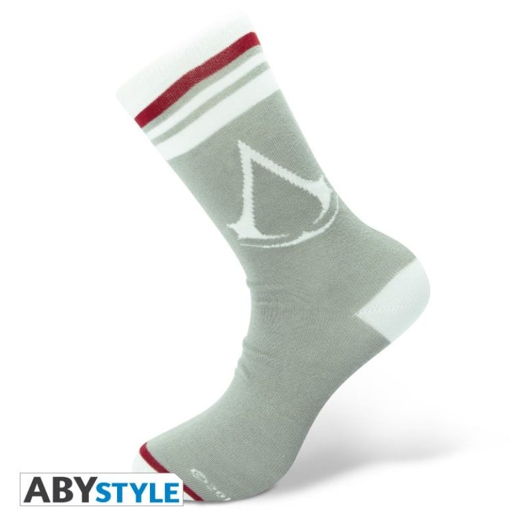 ASSASSIN’S CREED – Socks- Grey – White – “Crest”
