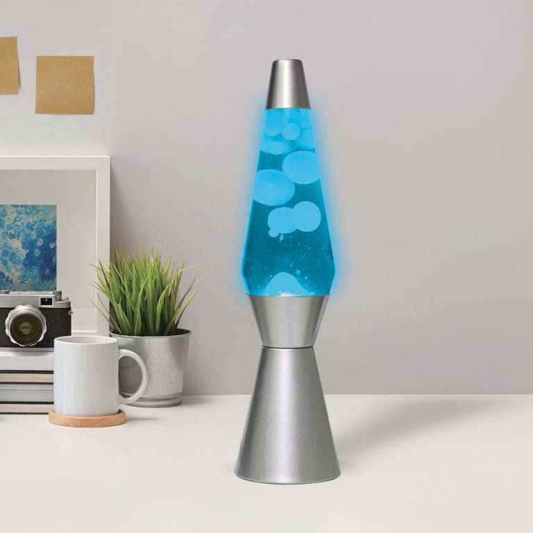 iTotal – Lava Lamp 36 cm – Silver Base, Blue Liquid and White Wax (XL1764)