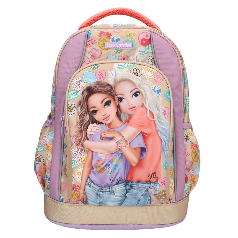 Topmodel – School Backpack GIRL POWER – Beige, Lilac, and Coral (413285)