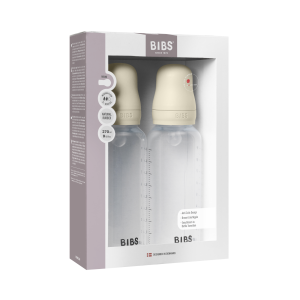 BIBS - Baby Bottle Round Silicone 2 Pack Medium Flow - Ivory - 270 ml