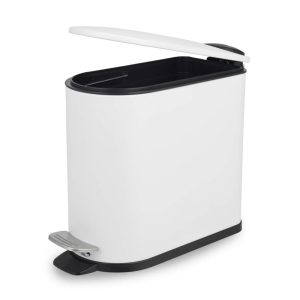 Beldray LA036690WHTPEU7  Slimline D-Shaped Pedal Bin  5-Litre, White