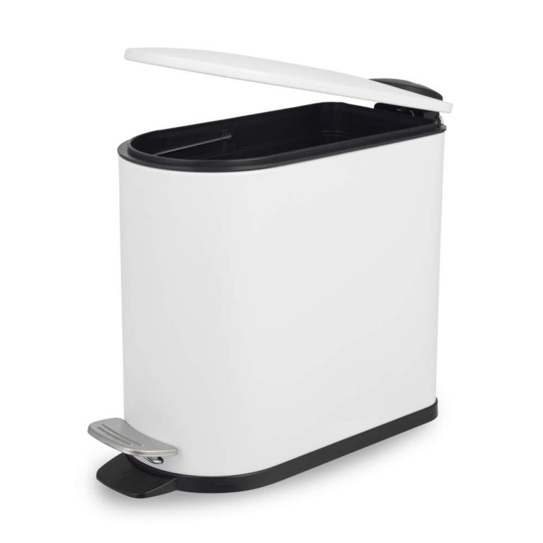 Beldray LA036690WHTPEU7  Slimline D-Shaped Pedal Bin  5-Litre, White