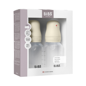 BIBS - Baby Bottle Round Silicone 2 Pack - Ivory - 150 ml