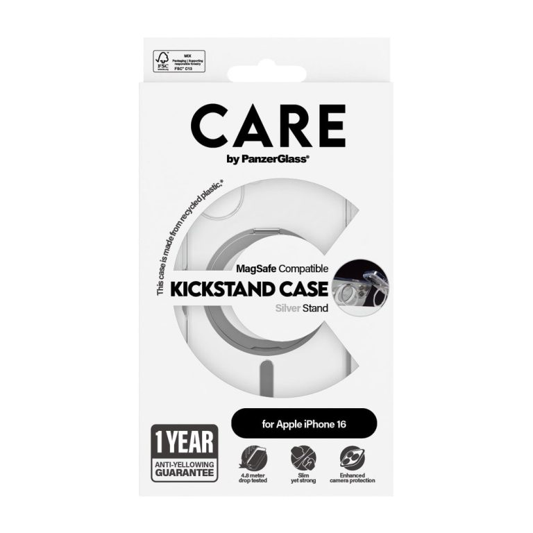 CARE by PanzerGlass – Feature Case – Transparent Silver – MagSafe – iPhone 16