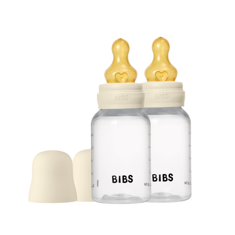 BIBS – Baby Bottle Round Latex 2 Pack Slow Flow – Ivory – 150 ml