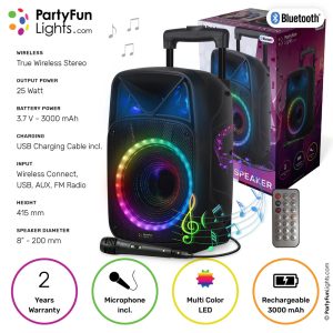 Party Fun Lights - Karaoke Party Speaker with Handle & Wheels - (605603)
