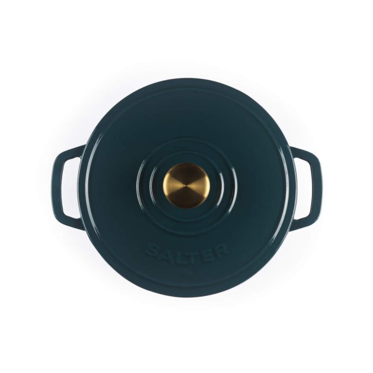 Salter BW13771GR Chester 3.4L Cast Iron Casserole Pot 24 cm, Green