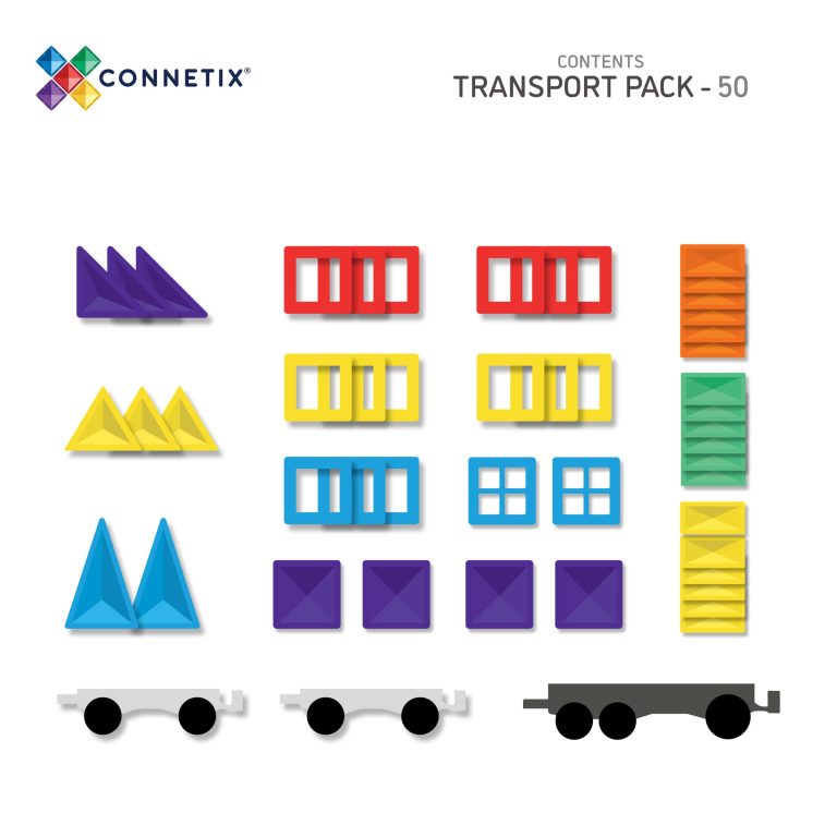 Connetix – Transport Pack – Rainbow – 50 Pieces (CT-R-00050-TR)