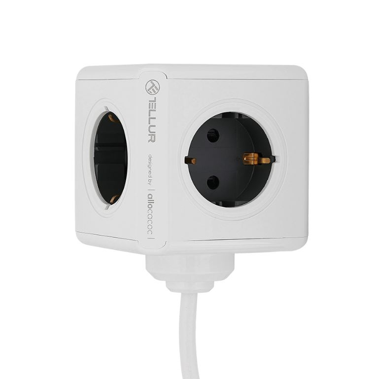 Tellur Power Cube Extended, Power strip 4 Outlets + 2xUSB ports, 1.5m cable white