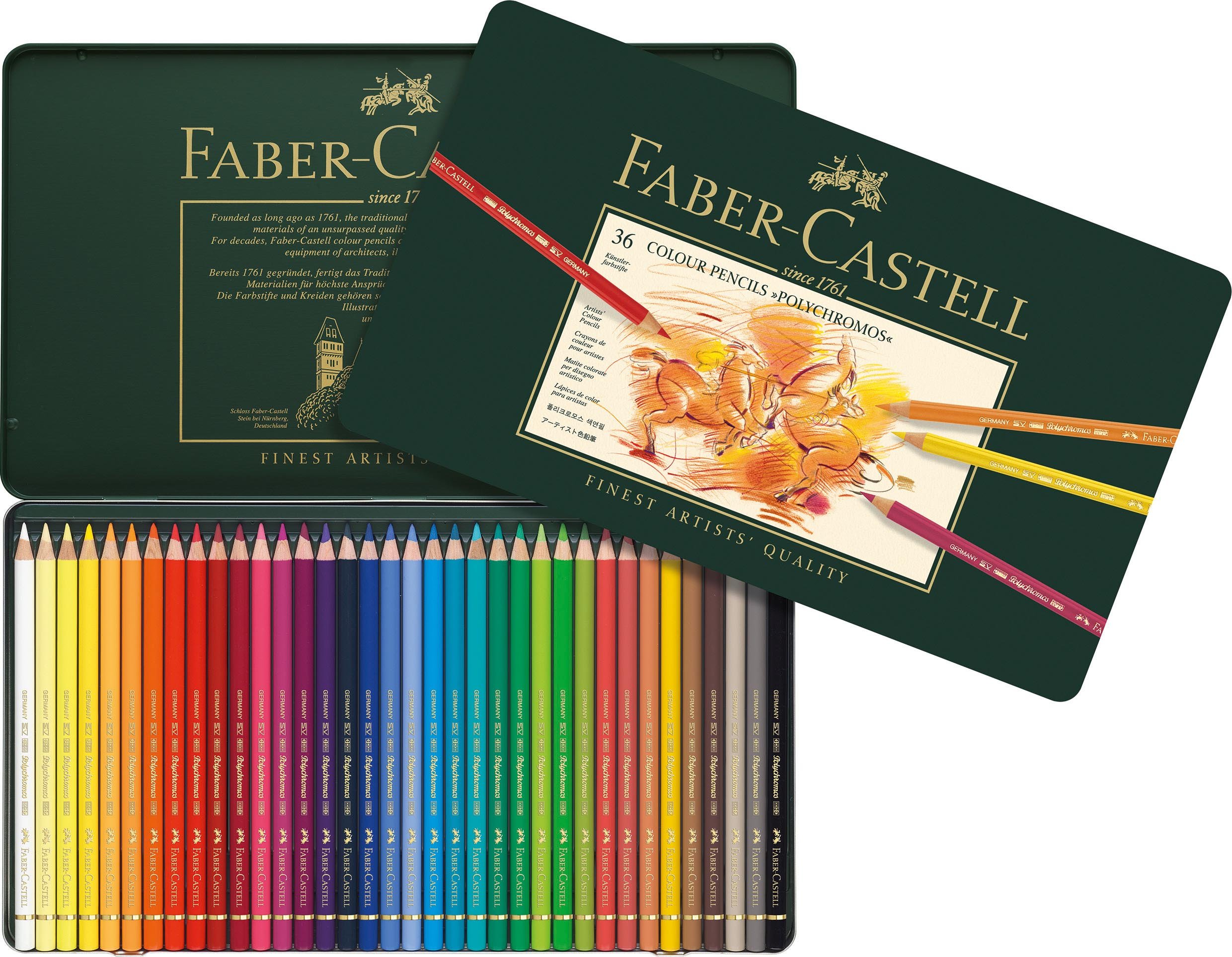 Faber-Castell - Polychromos colour pencil, tin of 36 (110036)