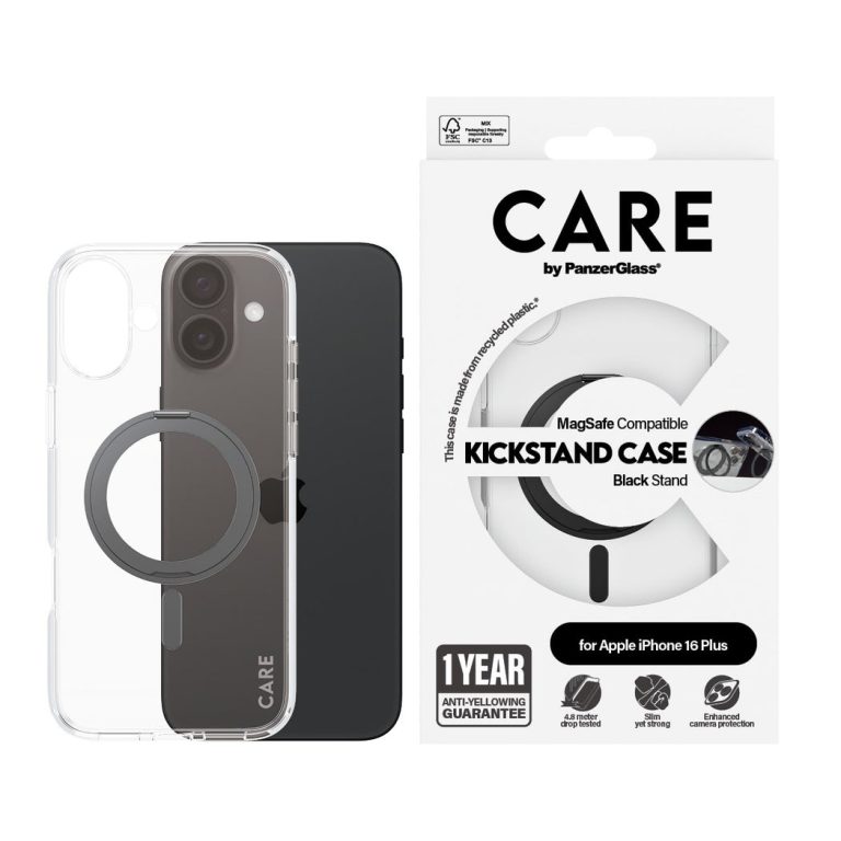 CARE by PanzerGlass – Case – Transparent Black – MagSafe – iPhone 16 Plus