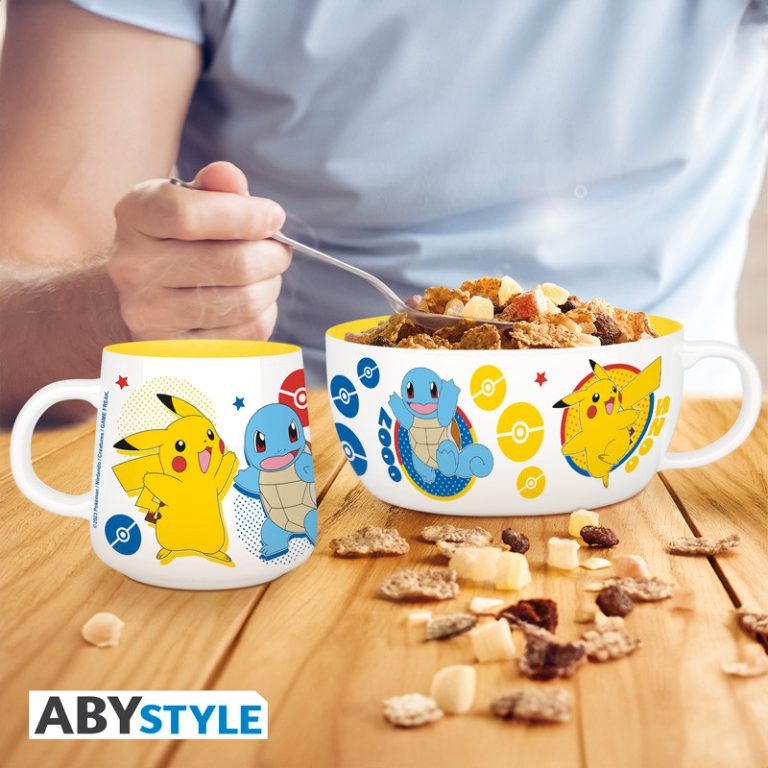POKEMON – Breakfast Set Mug + Bowl – Pikachu & Kanto Starters