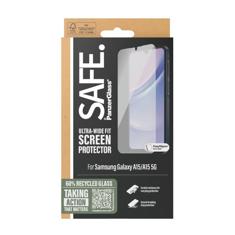 SAFE by PanzerGlass – Screen Protector – Samsung Galaxy A15, A15 5G – Ultra-Wide Fit