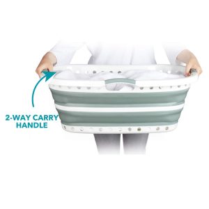 Beldray LA072979GRNFEU7 Collapsible Hip Hugger Laundry Basket  37 L, White/Grey