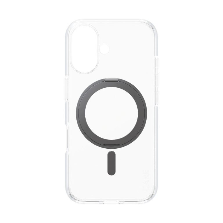 CARE by PanzerGlass – Feature Case Transparent w. Black Kickstand & MagSafe – iPhone 16