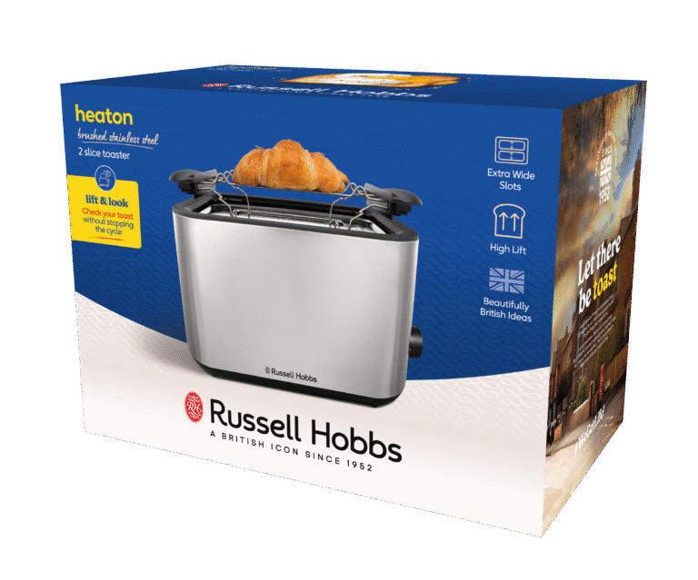Russell Hobbs – Heaton Brushed 2Slice Toaster – Brushed Stainless Steel and Black